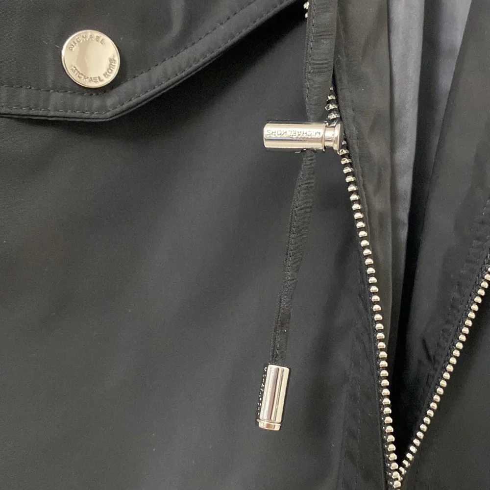 Michael Kors Black Anorak Zip Front Rain Jacket - Picture 13 of 16